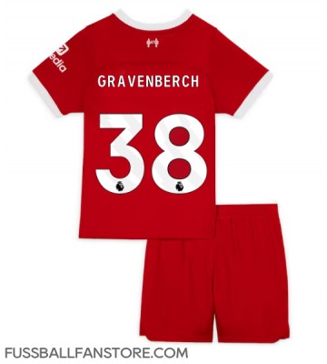 Liverpool Ryan Gravenberch #38 Replik Heimtrikot Kinder 2023-24 Kurzarm (+ Kurze Hosen)
